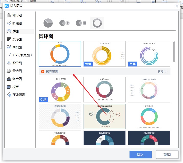 wps2019怎么插入圆环图(5)