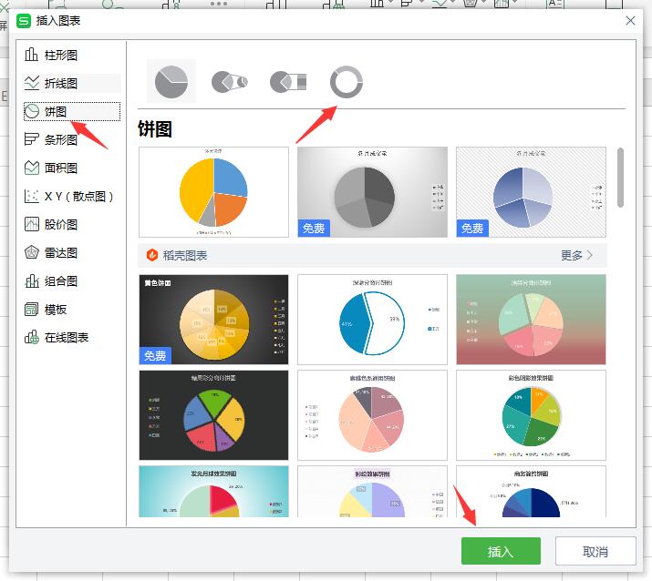 wps表格怎样制作圆环图(3)