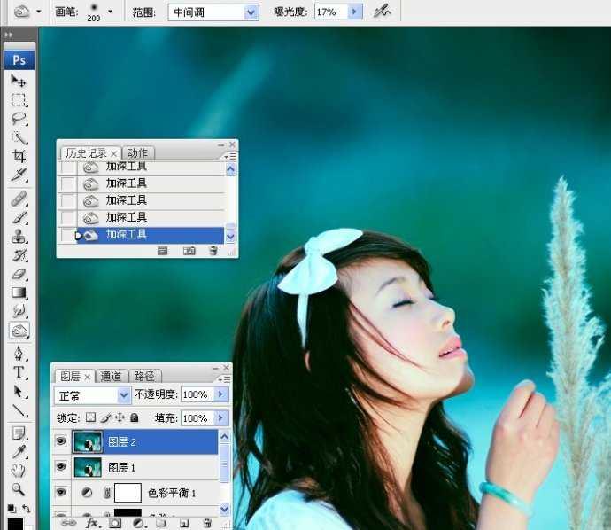 photoshop使用lab模式为偏暗的美女图片调出通透的阿宝色效果教程(28)