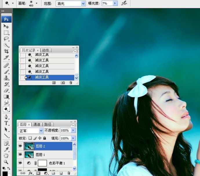 photoshop使用lab模式为偏暗的美女图片调出通透的阿宝色效果教程(27)