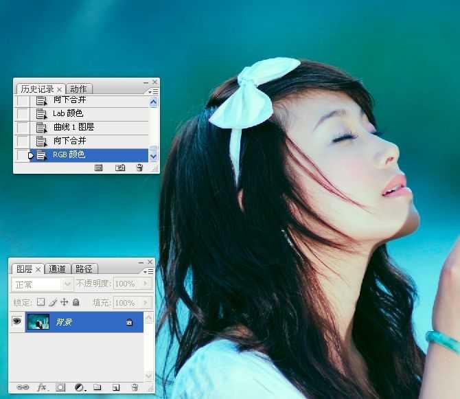 photoshop使用lab模式为偏暗的美女图片调出通透的阿宝色效果教程(12)