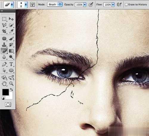ps如何为美女脸蛋制作逼真的裂纹(7)