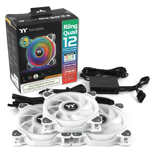 54 颗 LED、4 环灯效 Thermaltake Riing Quad 12 RGB 风扇