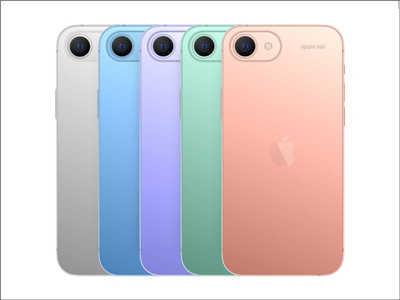 iPhone SE（2023） 概念设计图，採居中打孔萤幕、白色萤幕边框和多彩配色机身(1)