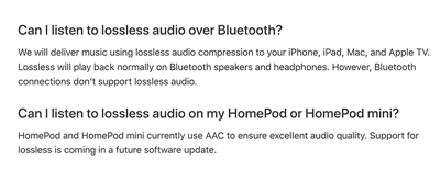 HomdPod 系列将更新支援无损 Apple Music 高音质播放