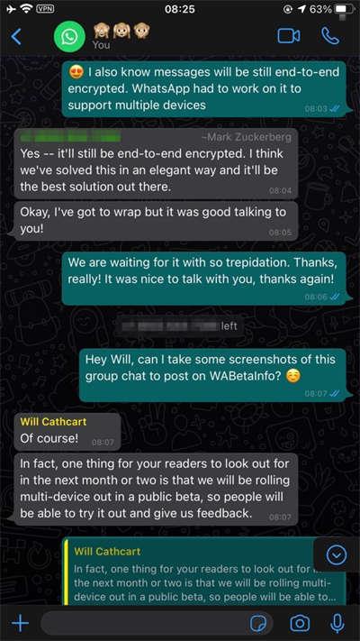 WhatsApp及Facebook CEO主动确认 WhatsApp将支援一次性讯息及多装置登入(2)