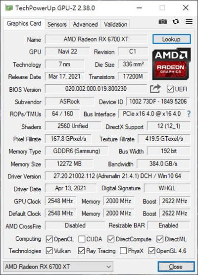 ASRock RX 6700 XT Phantom Gaming D显卡开箱测试(26)