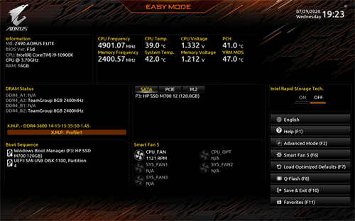 GIGABYTE Z490 AORUS ELITE开箱测试/最平价的Z490 AORUS主机板信仰选择(40)