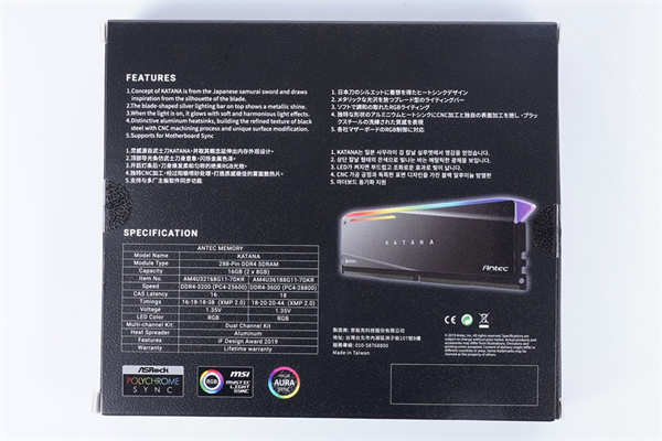 Antec KATANA武士刀DDR4 3200 8Gx2/搭载J-Die的优质超频效能、ARGB 刃の光影强势来袭(1)