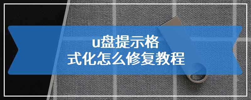 u盘提示格式化怎么修复教程