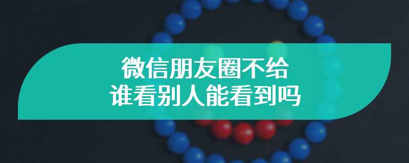微信朋友圈不给谁看别人能看到吗
