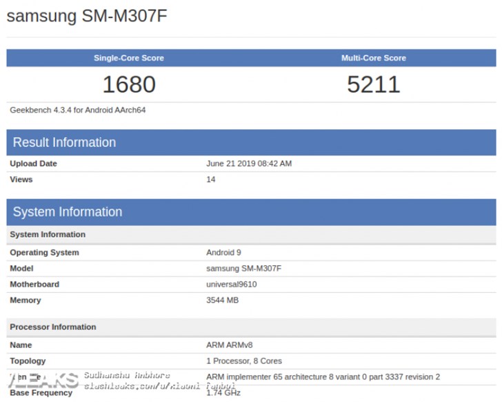 Geekbench网站曝三星Galaxy M30s跑分：单核1679，多核5299(1)