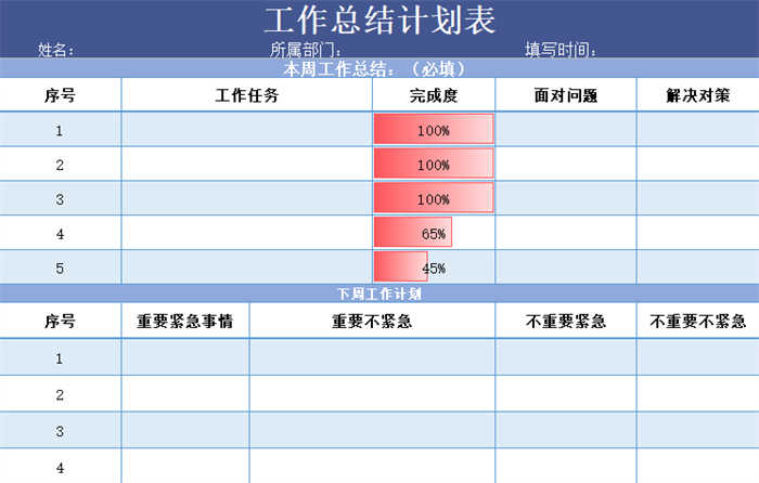 每周工作总结模板excel(8)