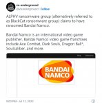 黑客组织声称已勒索万代南梦宫，《艾尔登法环》DLC 曝光