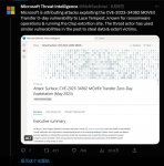 微软警告 MOVEit Transfer 文件共享系统存在零日漏洞，黑客可任意修改数据库 SQL 语句
